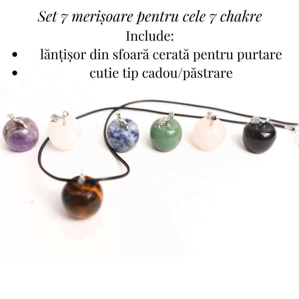 Set 7 mere din cristale naturale vindecatoare si pietre semipretioase Merele simbolizeaza pace, siguranta, sanatate si longevitate - pentru meditatie, spiritualitate, decor Feng Shui [2]