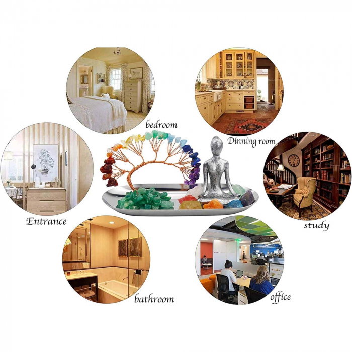 Set accesorii pentru meditatie spirituala cu 7 pietre semipretioase chakra, figurina yoga si bratara - Decor Feng Shui, ideal pentru o stare de liniste si relaxare [3]