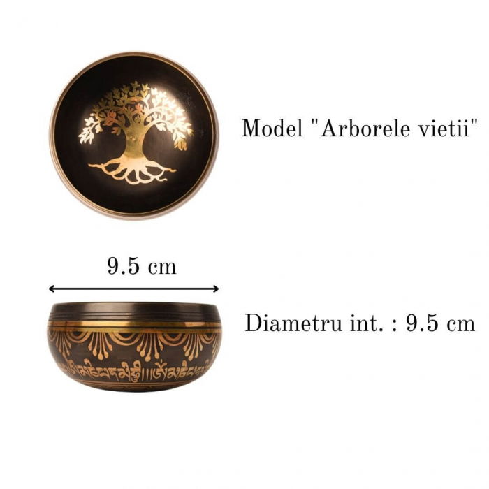 Bol Tibetan Cantator 9.5 cm model arborele vietii Setul complet pentru meditatie si vindecare Relaxare profunda si echilibru energetic [2]