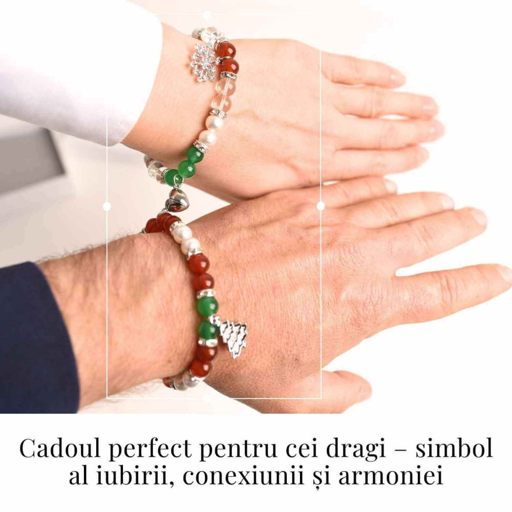 Set bratari cuplu naturale cu Agat, perla si cristal - iubire si echilibru [2]