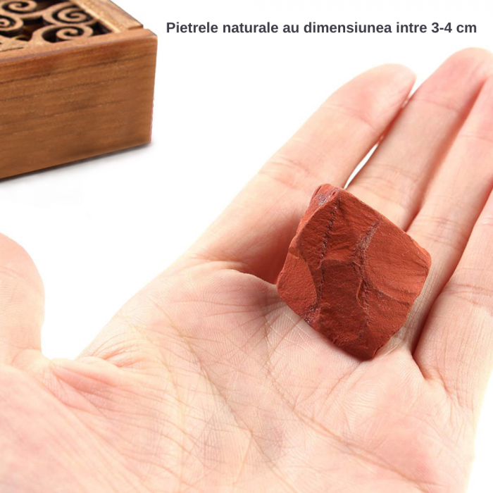 Set 8  pietre semipretioase chakra in cutie de lemn - Cristale reiki de vindecare din piatre naturale brute pentru meditatie, echilibrarea chakrelor sau ritualuri magice [2]