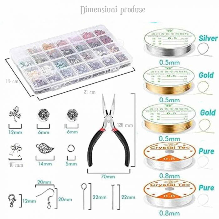 Set de Confectionare Bijuterii cu 28 de tipuri de Cristale Kitul Perfect pentru Copii si Pasionatii de Handmade [3]