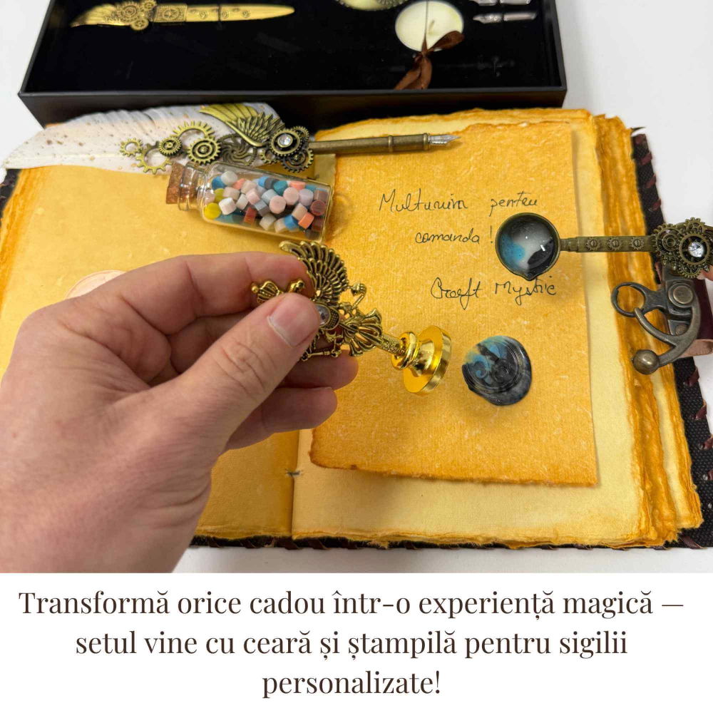 Set Stilou Pana Steampunk cu Accesorii – Caligrafie si Sigilii Cadou [3]