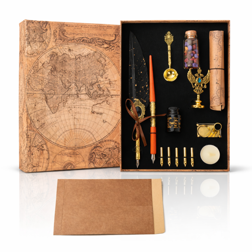 Set Caligrafie cu Pana si Sigiliu – Scris Artistic si Scrisoare Medievala Cadou [1]