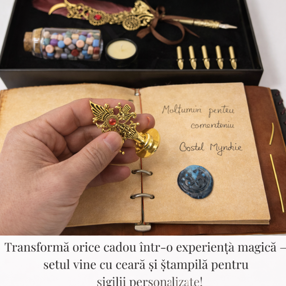Set Caligrafie cu Pana si Sigiliu – Scris Artistic si Scrisoare Medievala Cadou [3]