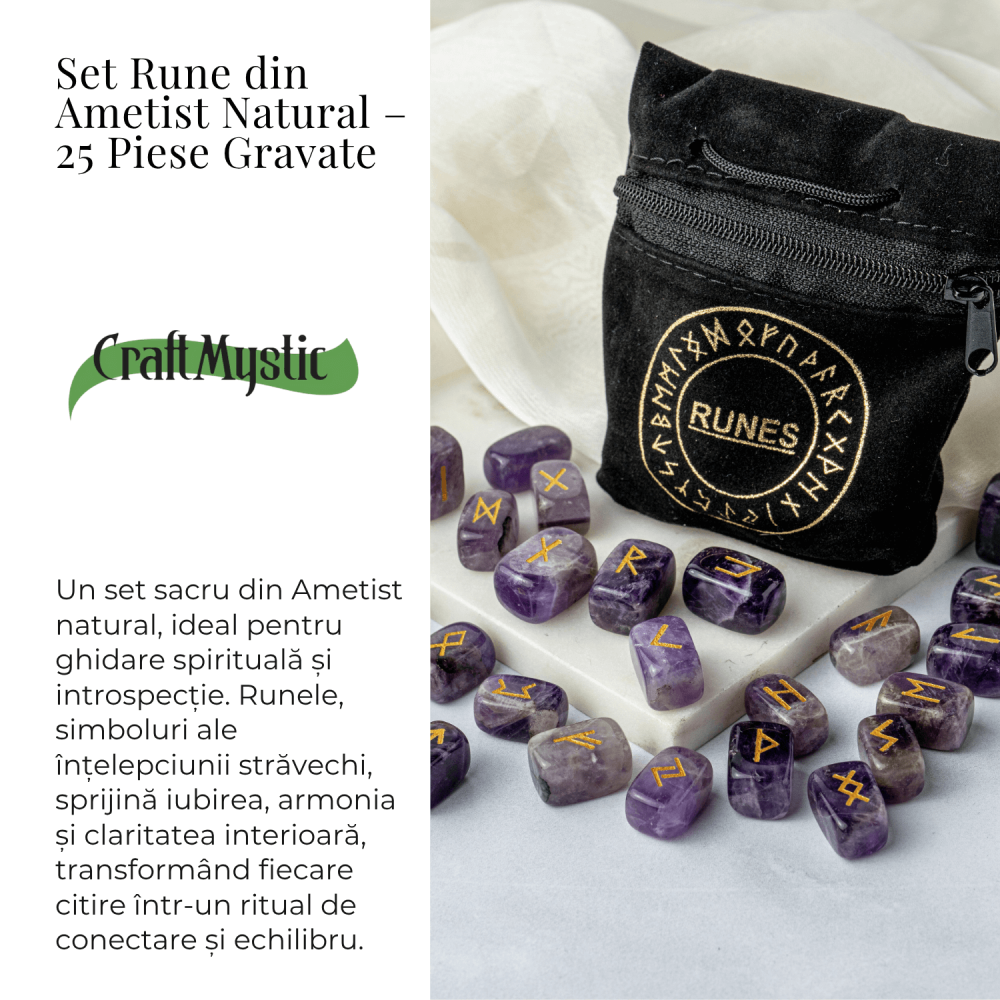 Set Rune din Ametist Natural – Claritate Spirituala si Protectie Energetica [3]