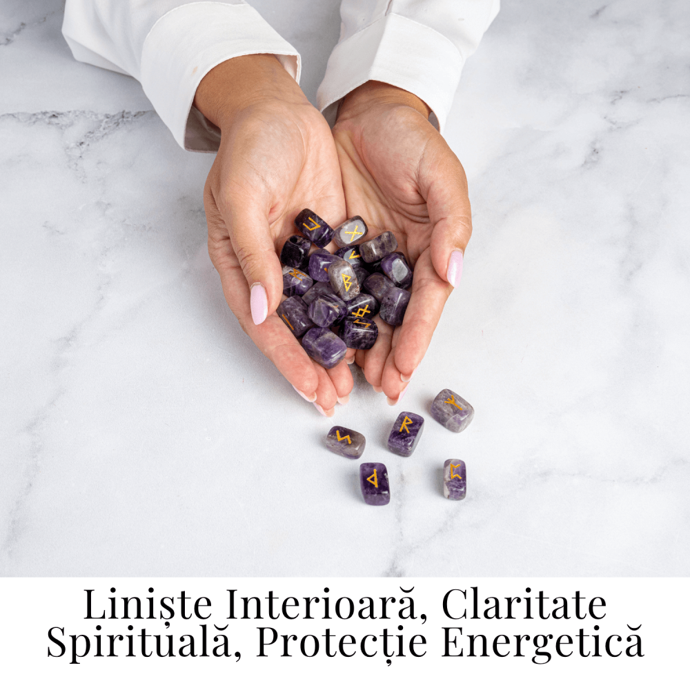 Set Rune din Ametist Natural – Claritate Spirituala si Protectie Energetica [2]