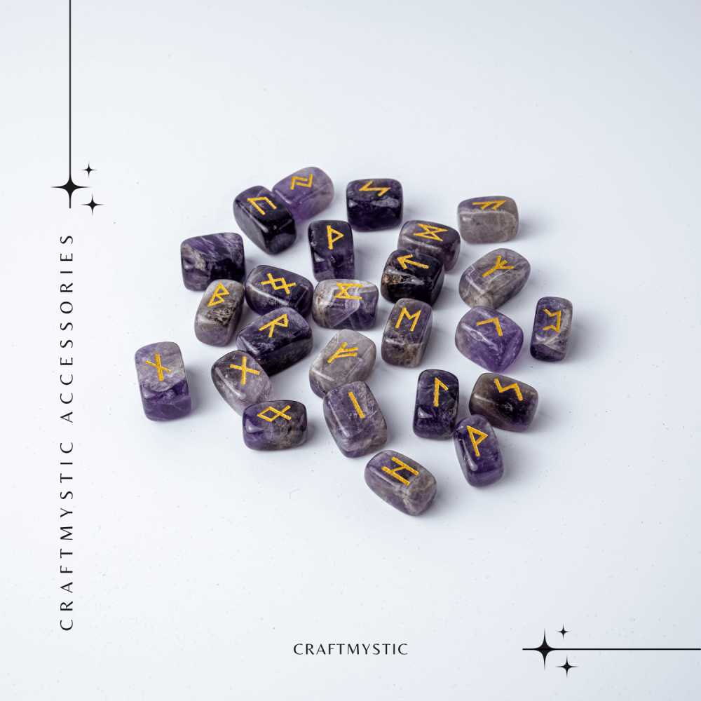Set Rune din Ametist Natural – Claritate Spirituala si Protectie Energetica [9]