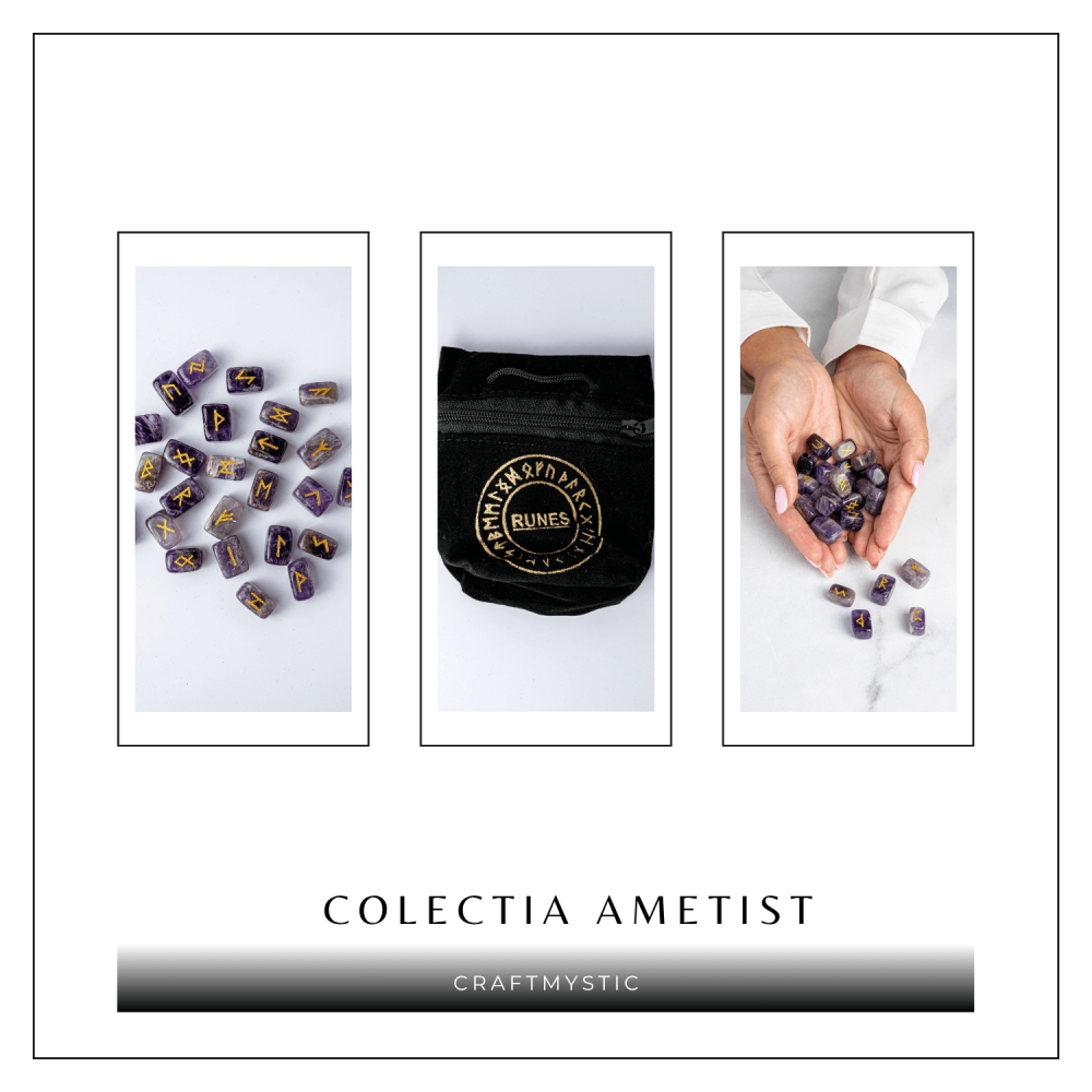 Set Rune din Ametist Natural – Claritate Spirituala si Protectie Energetica [8]
