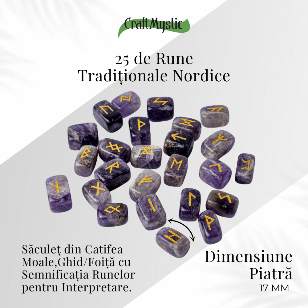 Set Rune din Ametist Natural – Claritate Spirituala si Protectie Energetica [5]
