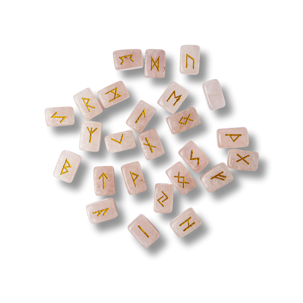 Set Rune din Cuart Roz Natural – Iubire, Claritate si Armonie Interioara [1]
