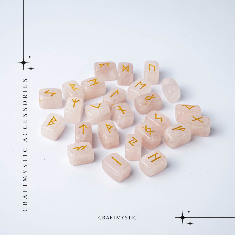 Set Rune din Cuart Roz Natural – Iubire, Claritate si Armonie Interioara [8]