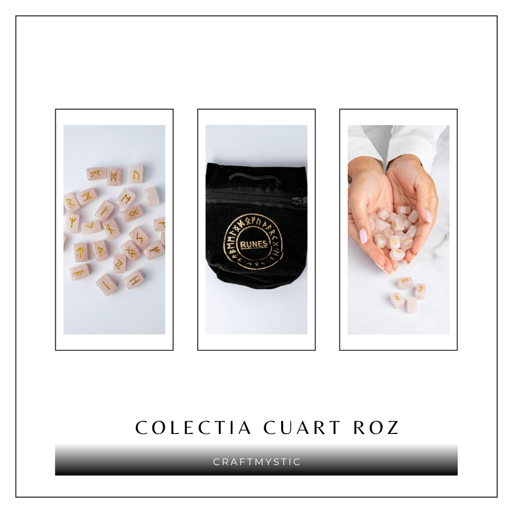 Set Rune din Cuart Roz Natural – Iubire, Claritate si Armonie Interioara [9]