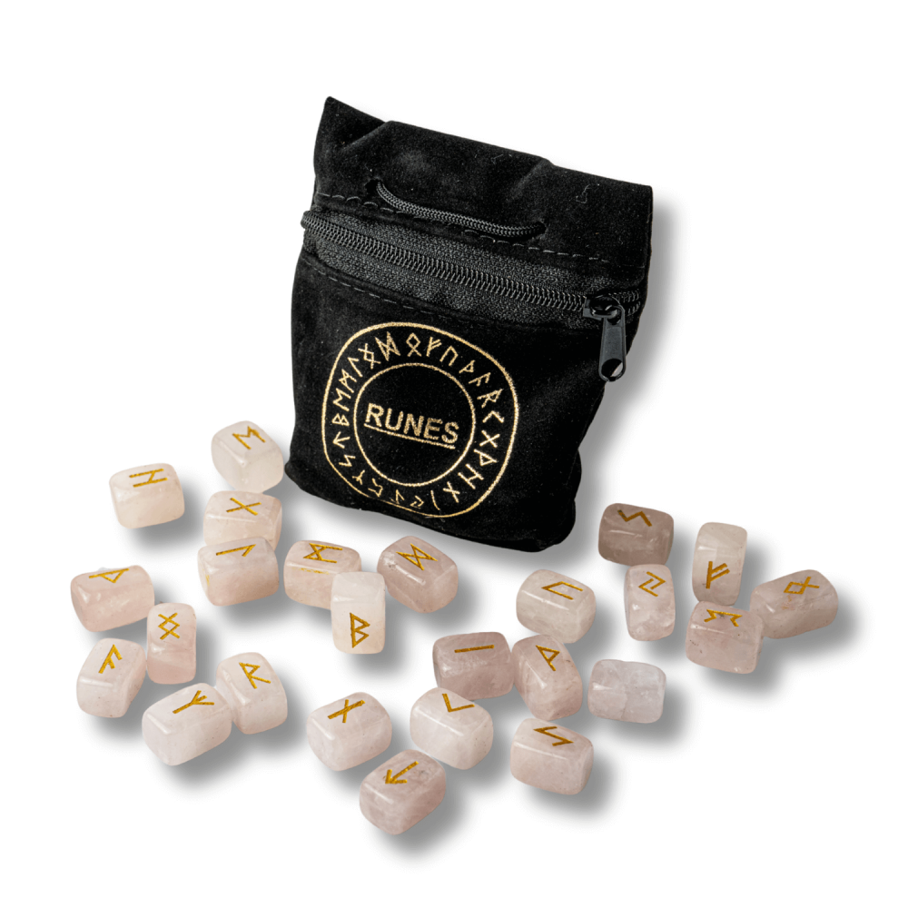 Set Rune din Cuart Roz Natural – Iubire, Claritate si Armonie Interioara [7]