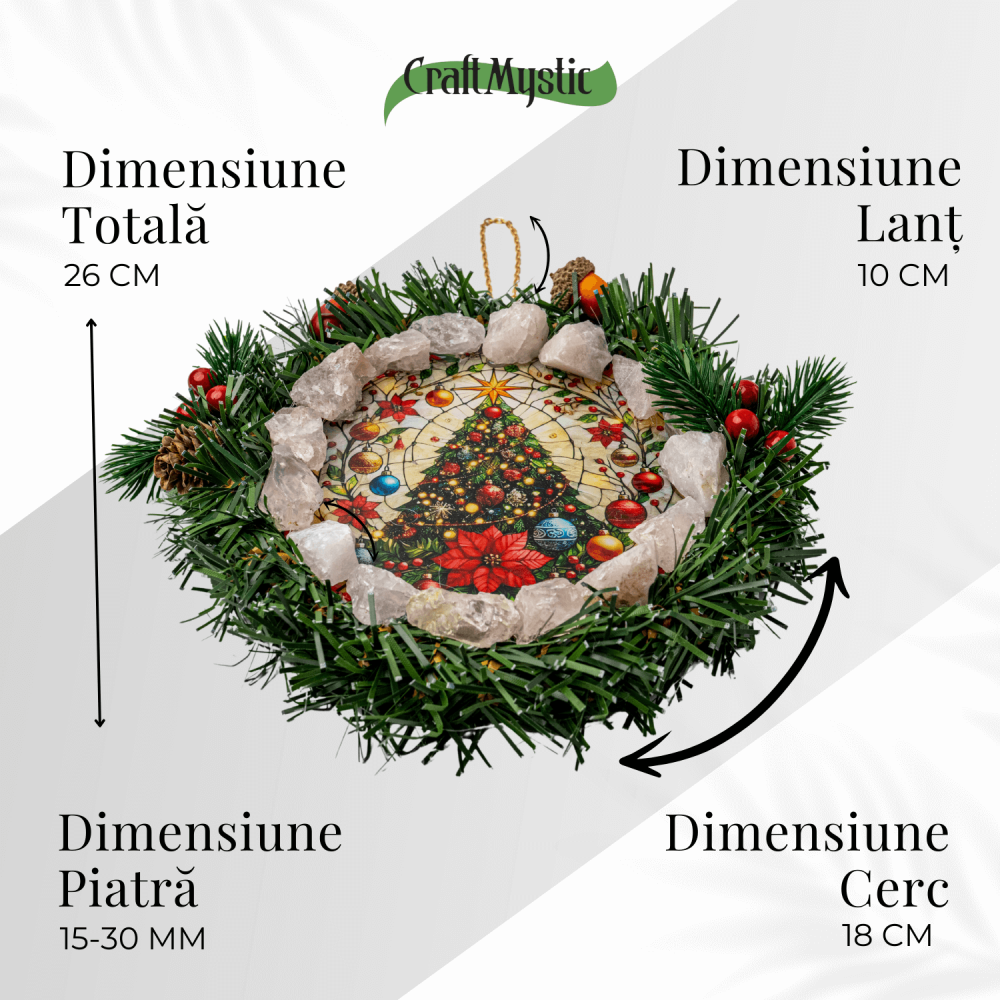 Coronita de Craciun cu Cuart Roz Brut – Armonie, Iubire si Magie Festiva [4]