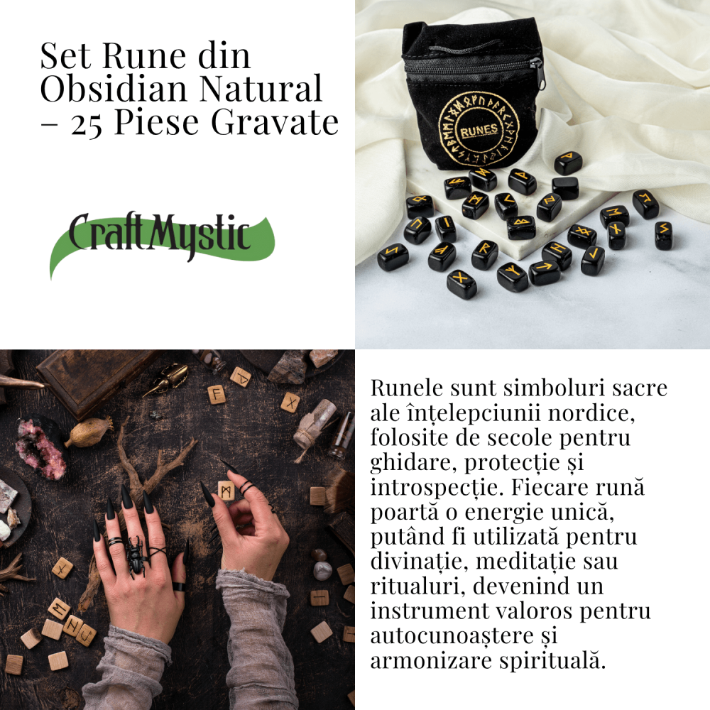 Set Rune din Obsidian Natural – Protectie, Claritate si Putere Interioara [4]