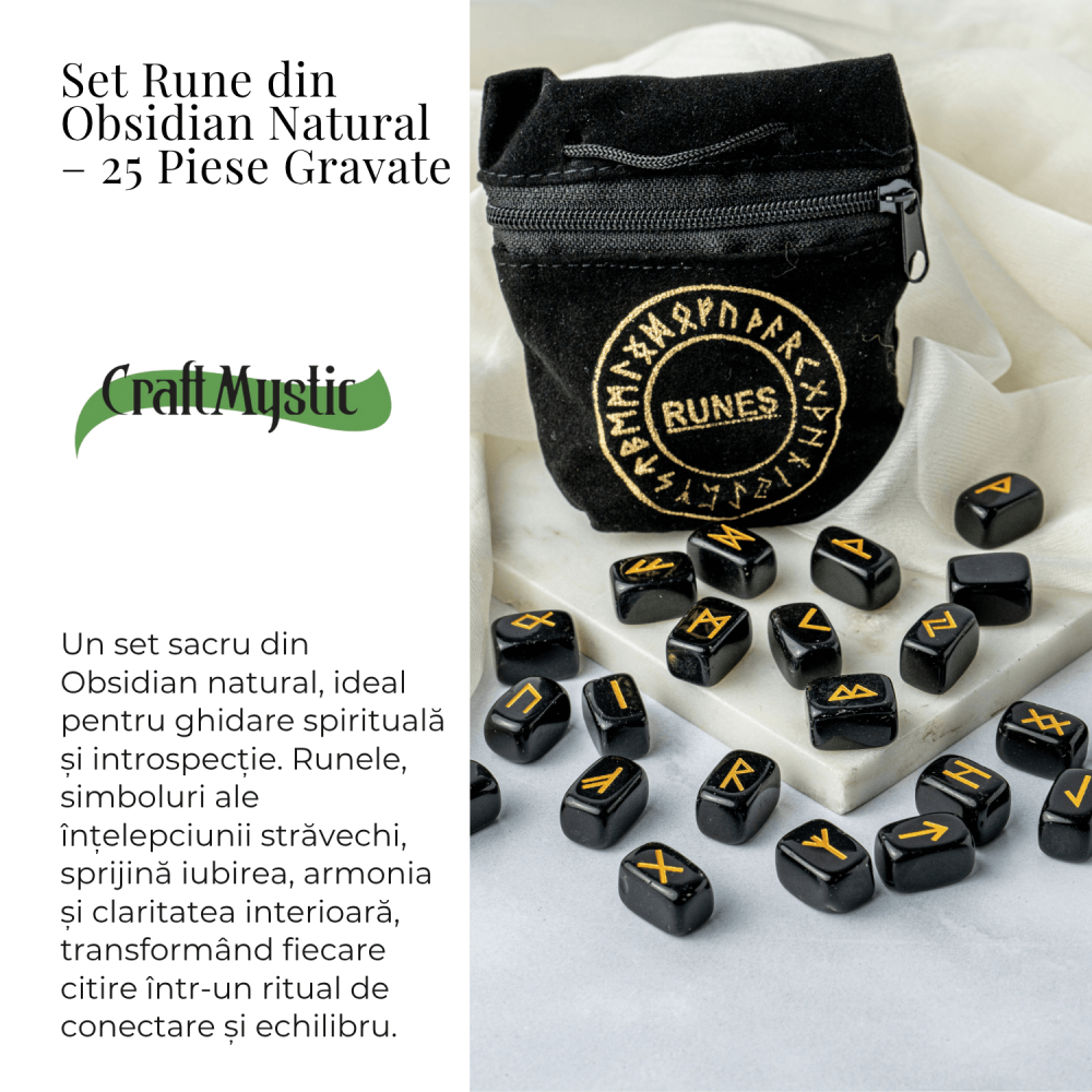 Set Rune din Obsidian Natural – Protectie, Claritate si Putere Interioara [3]