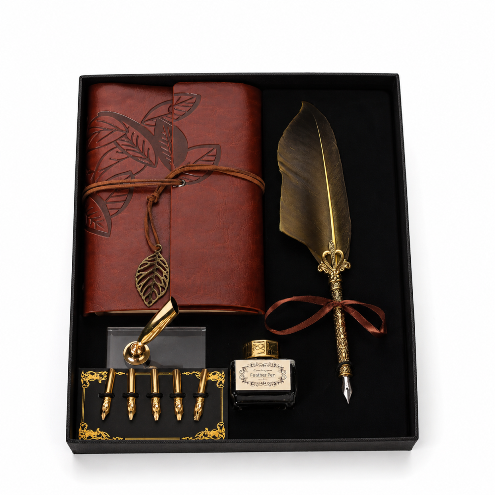 Set Stilou cu Penita si Pana in Cutie Cadou – Eleganta Vintage si Inspiratie pentru Scris [5]