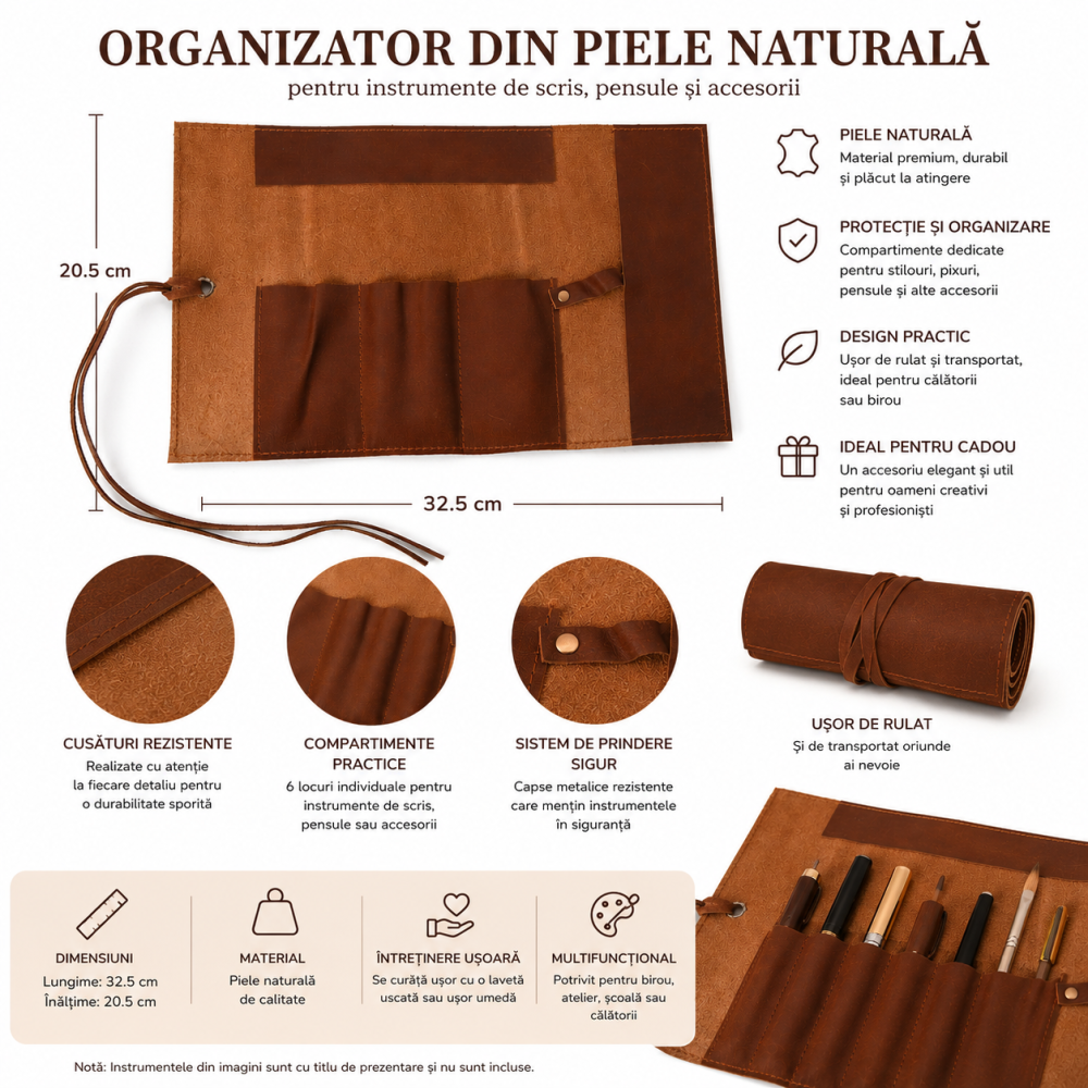 Organizator Multifunctional din Piele Naturala – Eleganta, Ordine si Protectie pentru Accesoriile Tale [4]