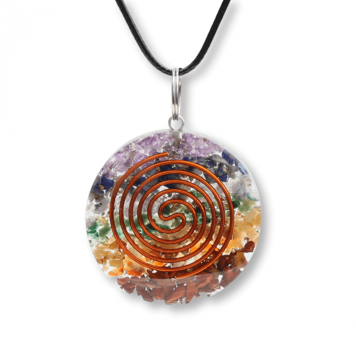 Colier Reglabil Orgonic cu Pietre pentru Cele 7 Chakre si Semnul "Puterii" Spirala [1]