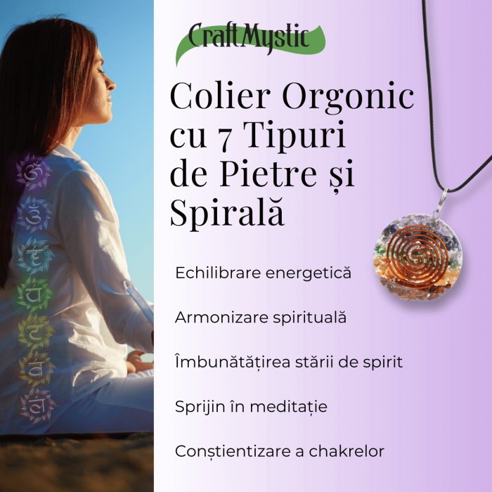 Colier Reglabil Orgonic cu Pietre pentru Cele 7 Chakre si Semnul "Puterii" Spirala [5]