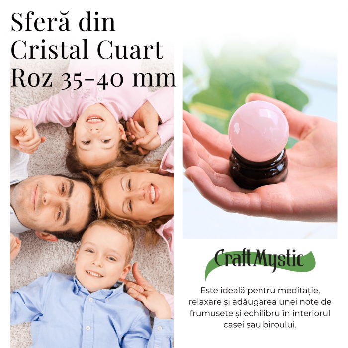 Sfera din Cuart Roz 35-40 mm cu Suport Inclus - Promoveaza Iubirea de Sine și Armonia [9]