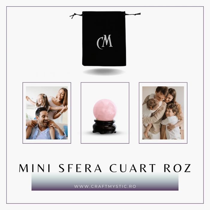 Sfera din Cuart Roz 35-40 mm cu Suport Inclus - Promoveaza Iubirea de Sine și Armonia [8]