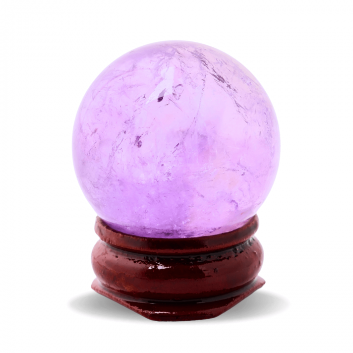 Sfera din Cuart Roz 30 mm, minge de cristal decorativa, cu suport de lemn -  Pentru decor, meditație, vindecare - Copie [1]