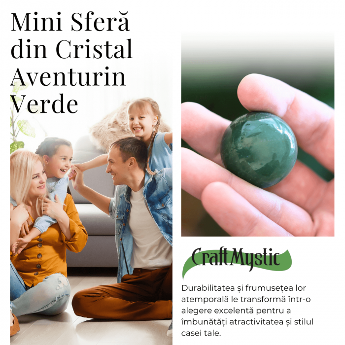 Sfera din Aventurin Verde Natural, 1 buc, 30-35 mm - Piatra Semipretioasa pentru Cadouri si Armonie [5]