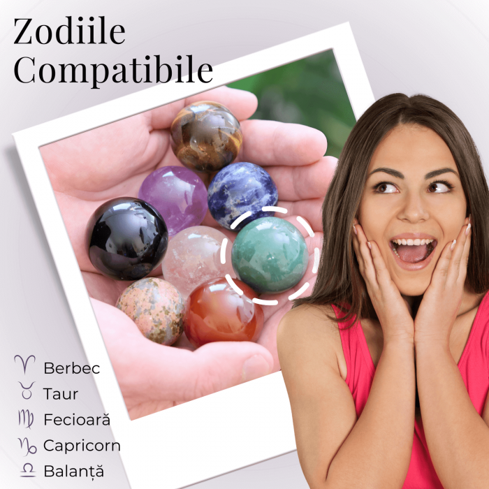 Sfera din Aventurin Verde Natural, 1 buc, 30-35 mm - Piatra Semipretioasa pentru Cadouri si Armonie [4]