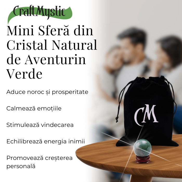 Sfera din Aventurin Verde Natural, 1 buc, 30-35 mm - Piatra Semipretioasa pentru Cadouri si Armonie [3]