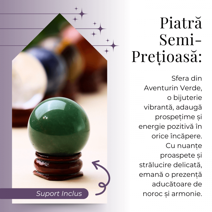 Sfera din Aventurin Verde Natural, 1 buc, 30-35 mm - Piatra Semipretioasa pentru Cadouri si Armonie [7]