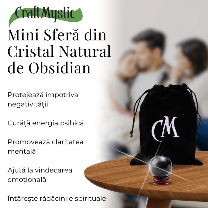 Sfera din Obsidian Natural, 1 buc, 30-35 mm - Ideala pentru Cadouri si Decoratiuni, Piatra Semipretioasa [3]