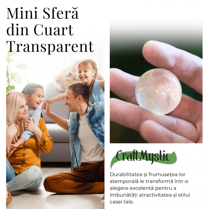 Sfera din Cuart Transparent Natural, 1 buc, 30-35 mm - Piatra Semipretioasa pentru Cadouri, Meditatie si Claritate [6]