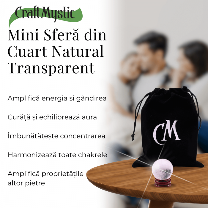 Sfera din Cuart Transparent Natural, 1 buc, 30-35 mm - Piatra Semipretioasa pentru Cadouri, Meditatie si Claritate [3]