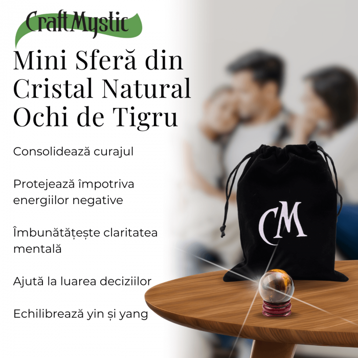 Sfera din Ochi de Tigru Natural, 1 buc, 30-35 mm - Piatra Semipretioasa pentru Cadouri, Curaj si Protectie [3]