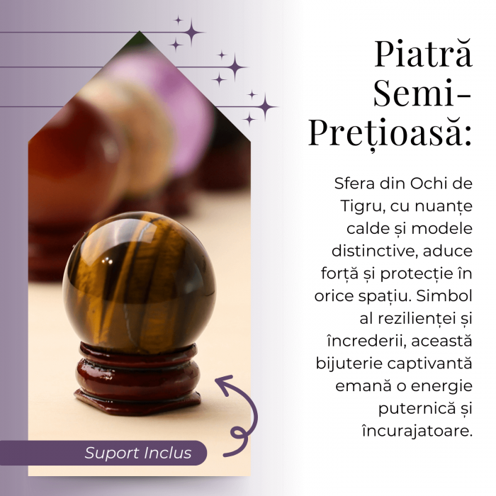 Sfera din Ochi de Tigru Natural, 1 buc, 30-35 mm - Piatra Semipretioasa pentru Cadouri, Curaj si Protectie [6]