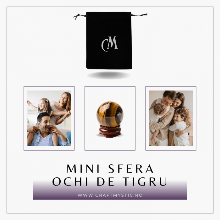 Sfera din Ochi de Tigru Natural, 1 buc, 30-35 mm - Piatra Semipretioasa pentru Cadouri, Curaj si Protectie [8]