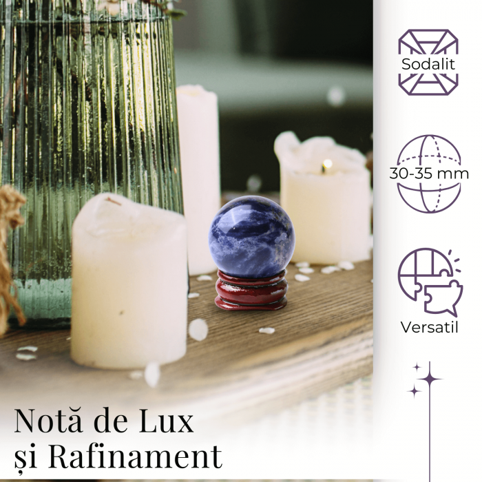 Sfera din Sodalit Natural, 1 buc, 30-35 mm - Piatra Semipretioasa pentru Cadouri, Meditatie si Echilibru [2]