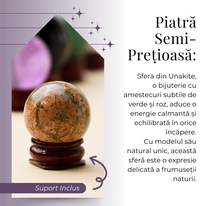 Sfera din Unakite, 1 buc, 30-35 mm - Piatra Semipretioasa pentru Cadouri, Echilibru si Vindecare [5]