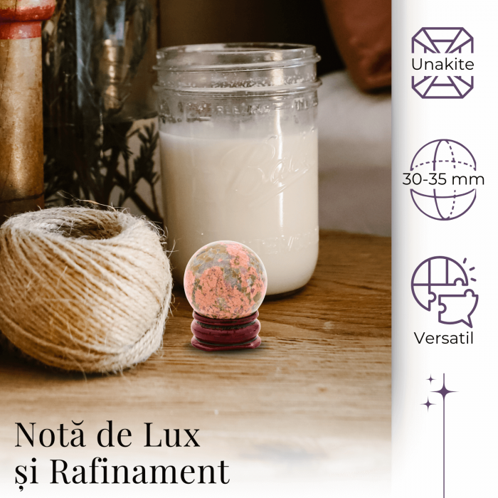 Sfera din Unakite, 1 buc, 30-35 mm - Piatra Semipretioasa pentru Cadouri, Echilibru si Vindecare [2]