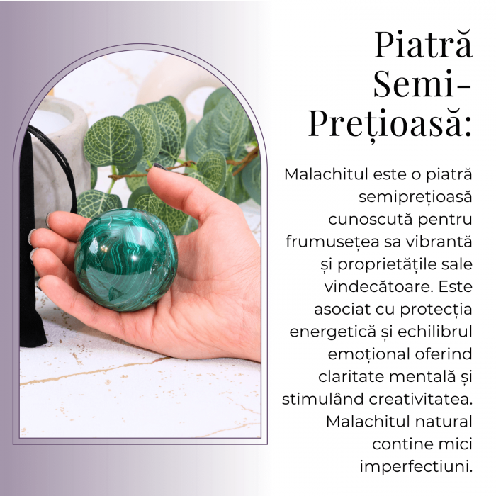 Sfera de Malachit Natural 55-60 mm, 350-400 gr - Patrunde in Miezul Beneficiilor Naturii [5]