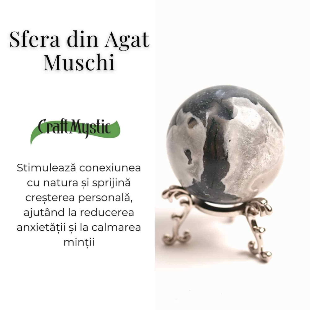 Sfera Moss Agat 50-55 mm - Echilibru si Conexiune cu Natura [3]