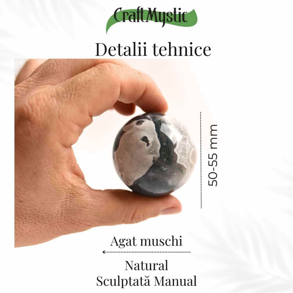 Sfera Moss Agat 50-55 mm - Echilibru si Conexiune cu Natura [4]