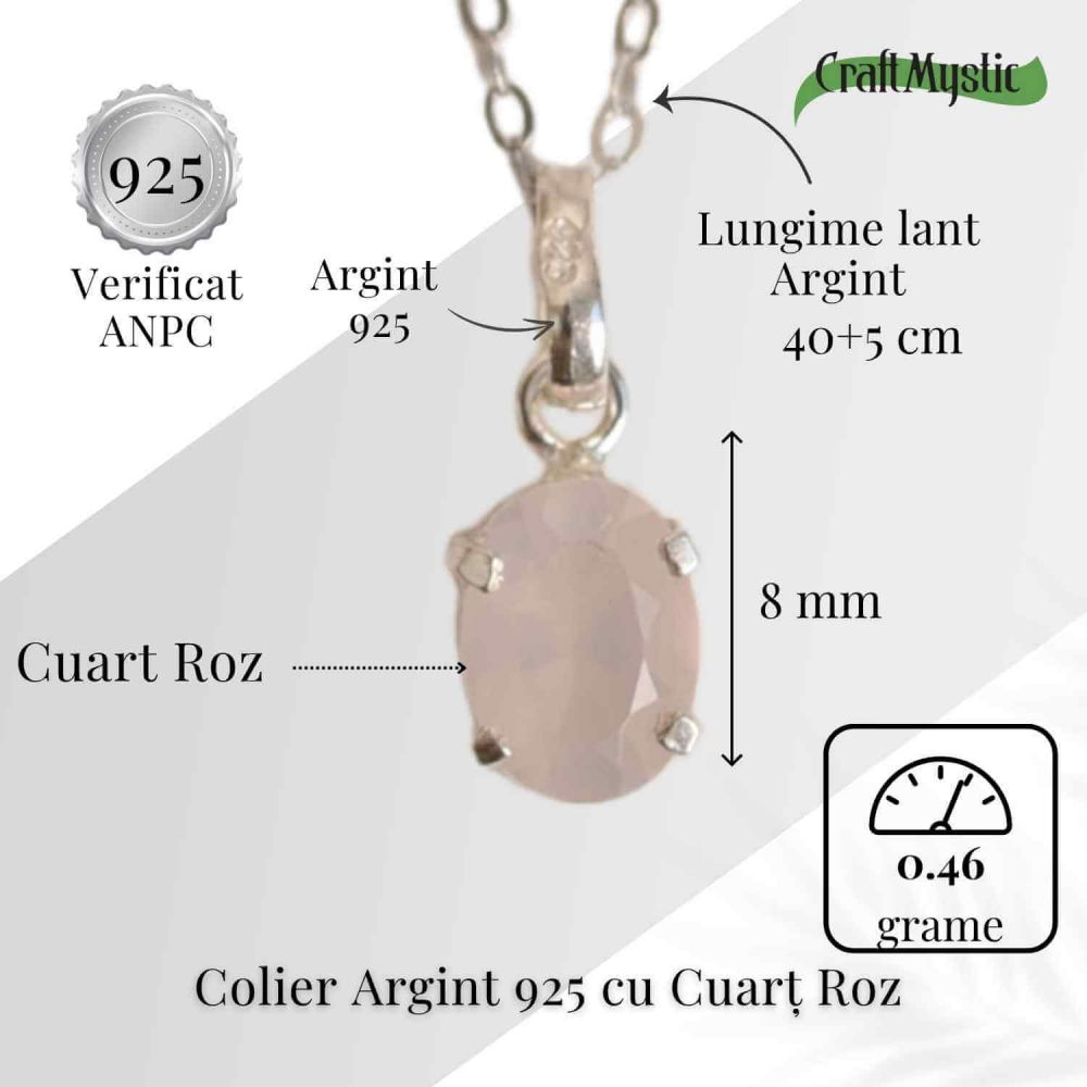 Iubire si Echilibru Emotional – Colier Cuart Roz Argint 925 [5]