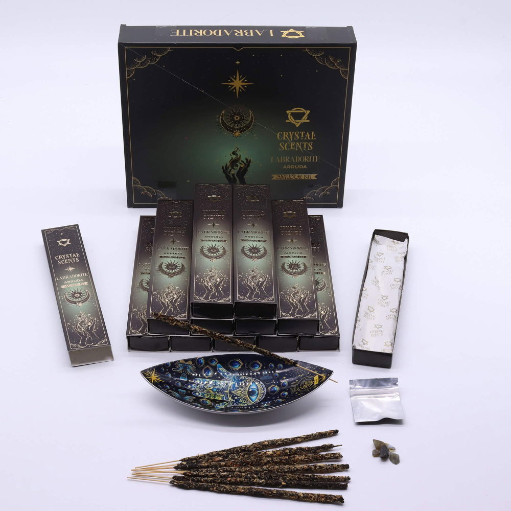 Smudge Kit cu Labradorit si Betisoare Parfumate Arruda – Ritual de Protectie Energetica si Claritate Spirituala [4]