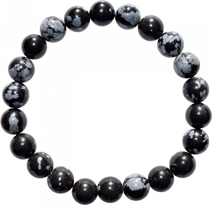 Bratara Elastica cu Margele Naturale de 8mm din Obsidian Fulg de Nea [1]