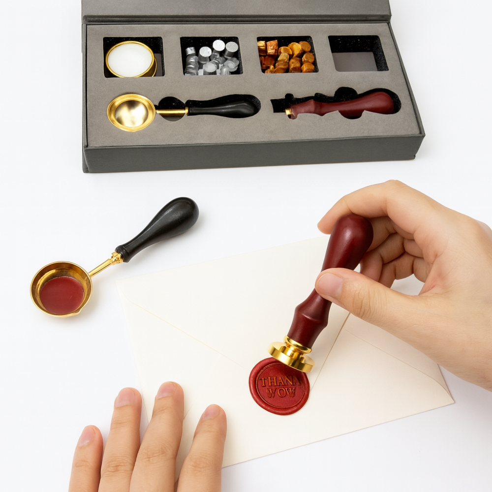 Set Sigiliu Ceara Thank You – Stampila Vintage cu Cutie Cadou [3]