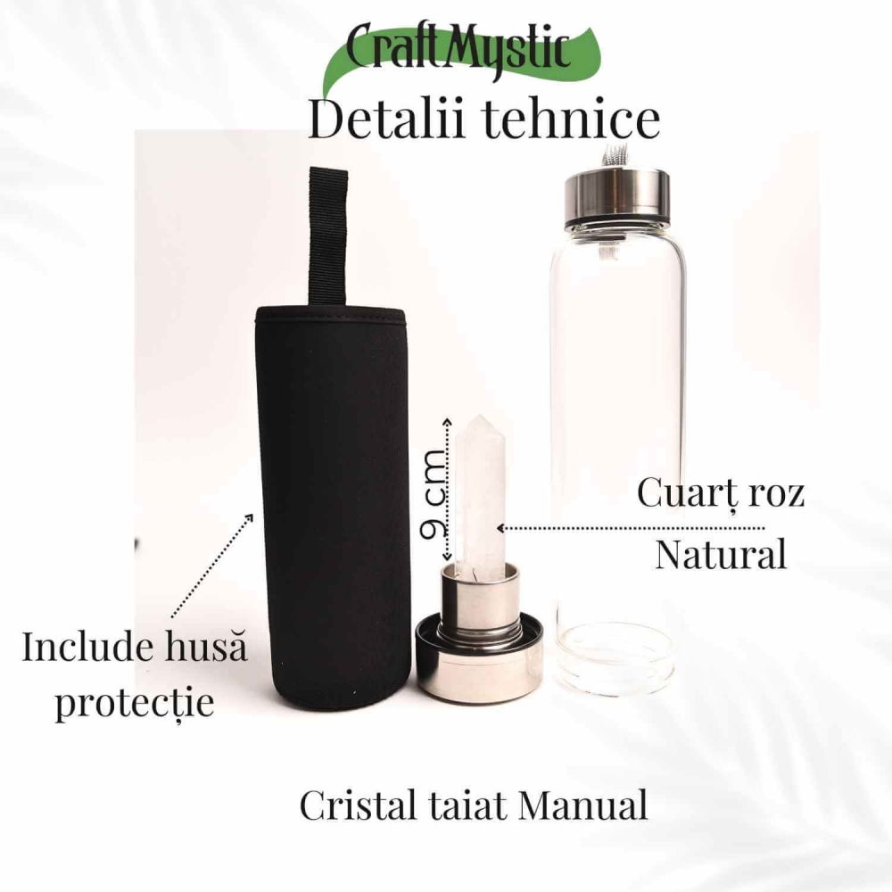 Sticla de apa cu varf de cristal Ametist – 550 ml [10]