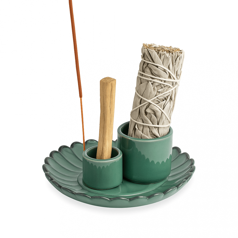 Suport ceramic verde 3 in 1 – Palo Santo, Salvie si Betisoare [1]